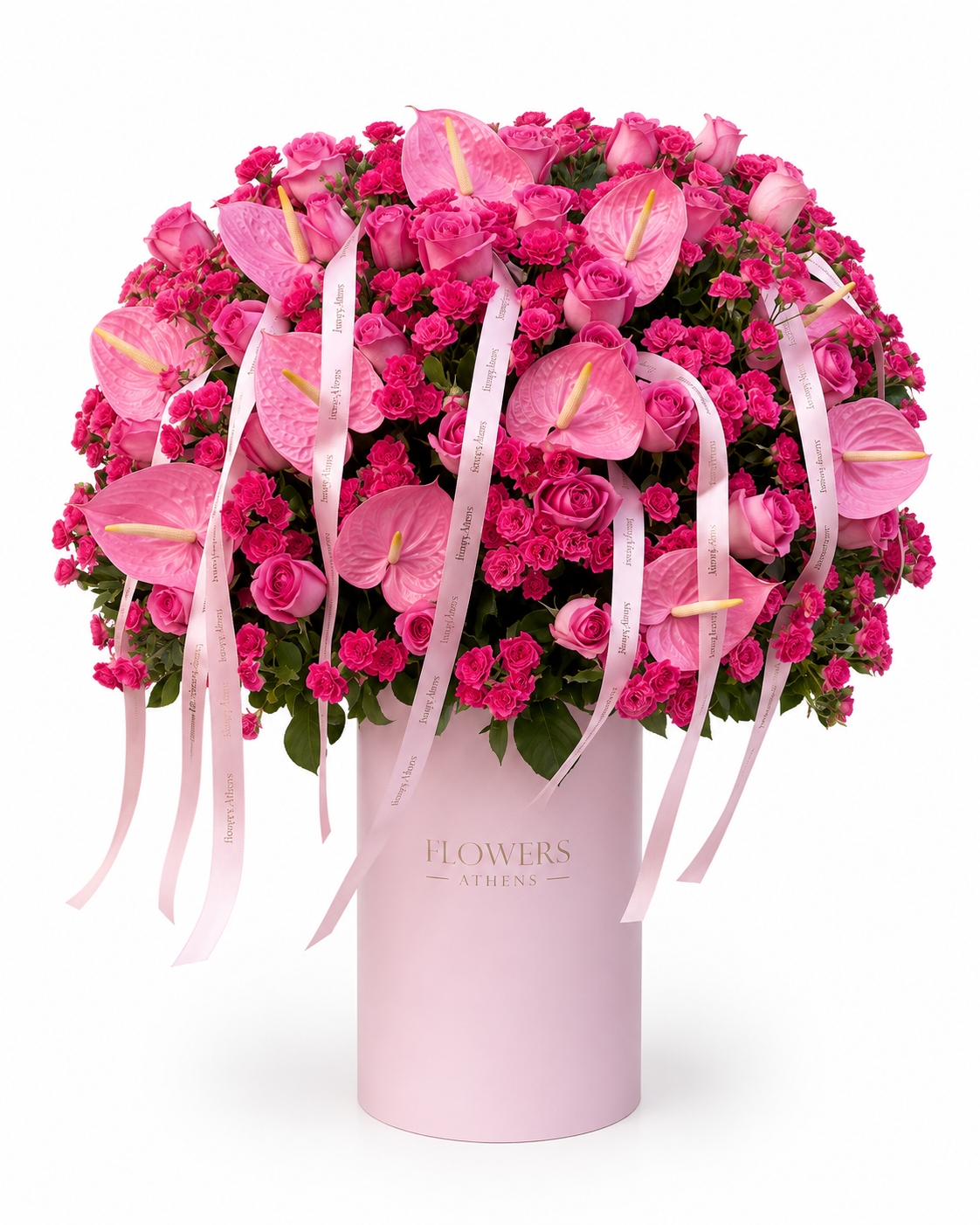 Pink Anthuriums & Roses in a Box | Pink Luxury Box