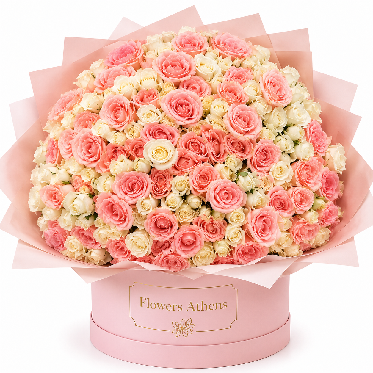 Grand Amour | 100 Roses in a Pink Box Flowers Athens