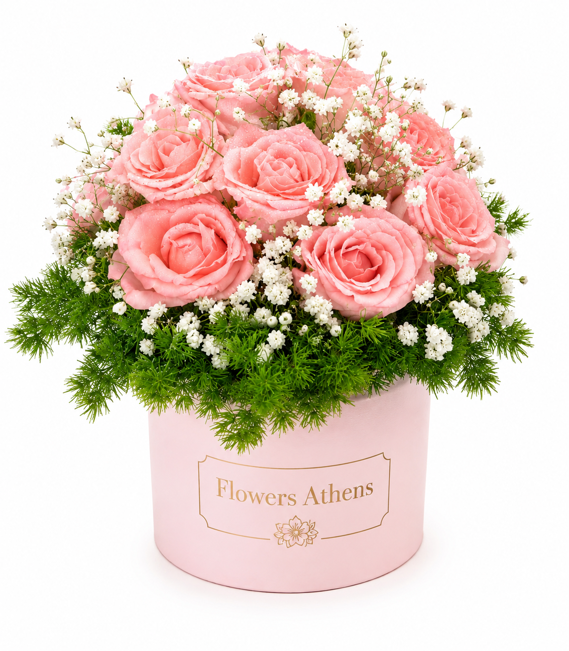 Ροζ Απαλότητα | Σύνθεση σε Ροζ Κουτί Flowers Athens