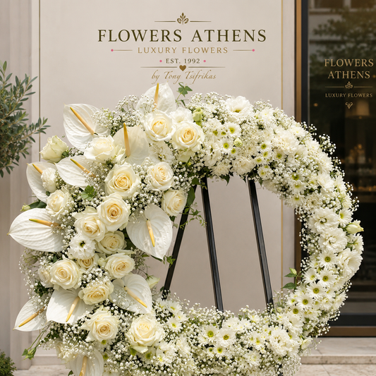 Sympathy Flowers & Funeral Wreaths Athens — Same Day Delivery