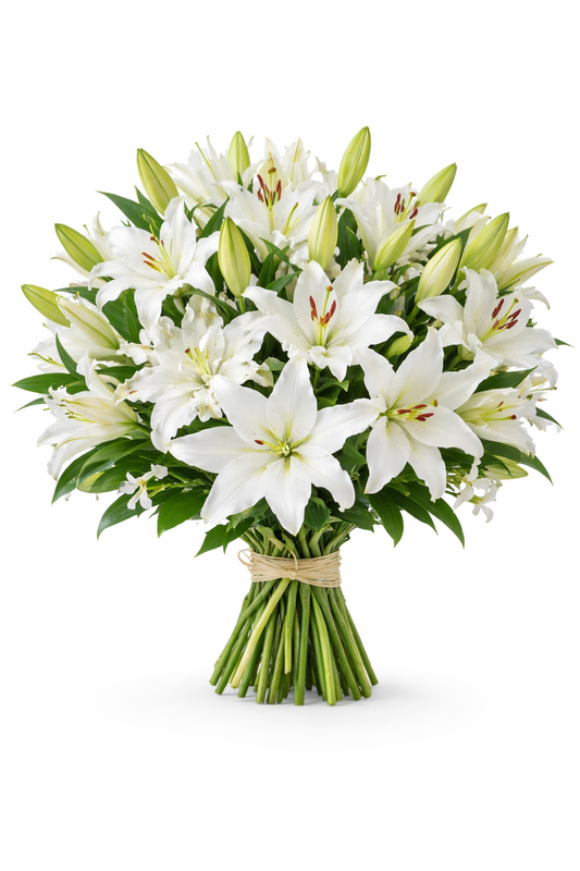 Λευκοί κρίνοι μπουκέτο FlowersAthens