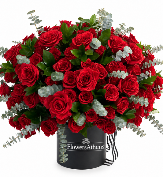 Κόκκινα Τριαντάφυλλα σε Κουτί | FlowersAthens