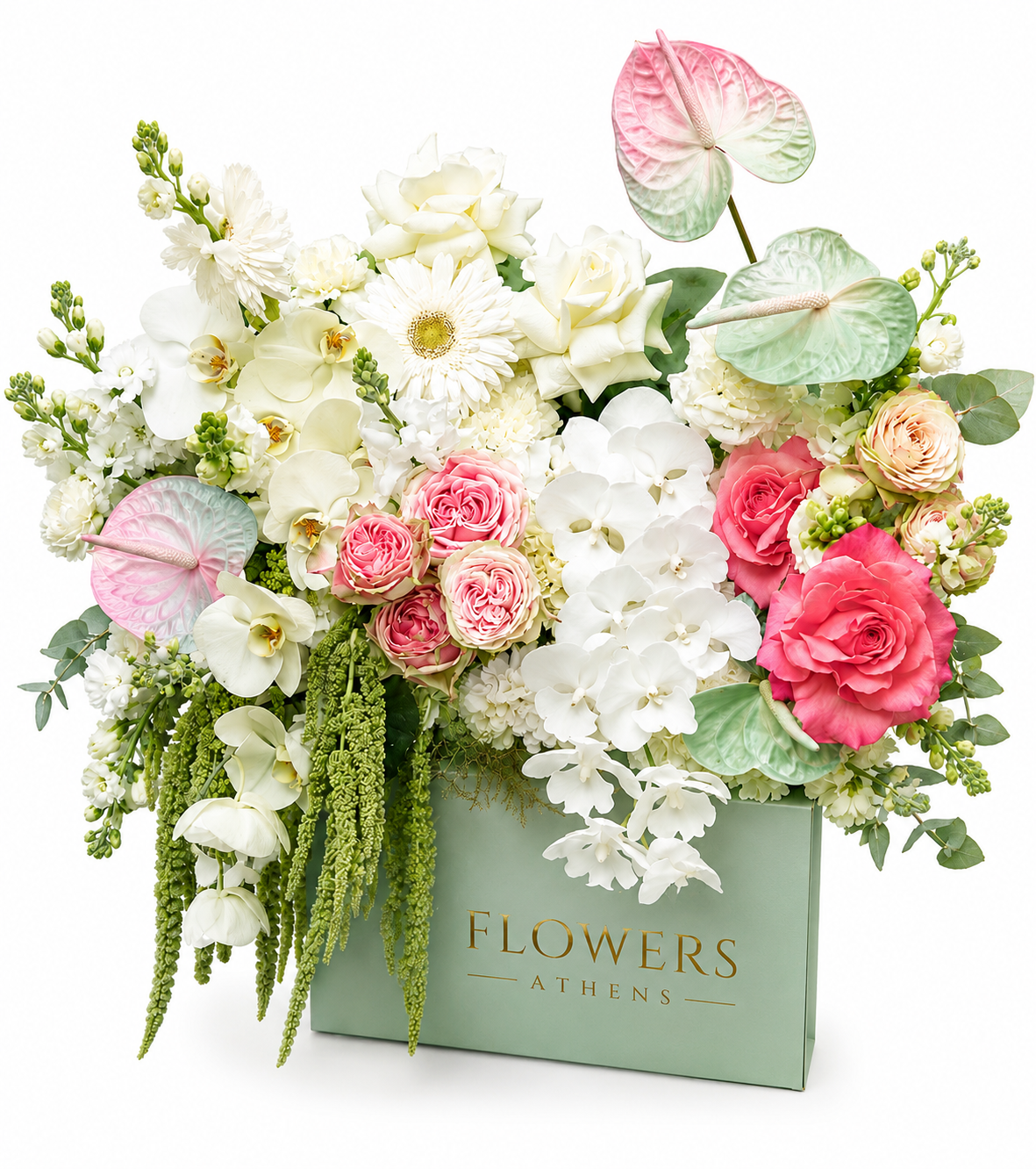 Box Arrangement FlowersAthens with Orchids & Anthurium | Luxury Box Arrangement