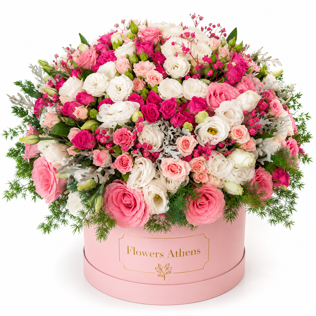 Ροζ Ονείρου | Σύνθεση σε Ροζ Κουτί FlowersAthens