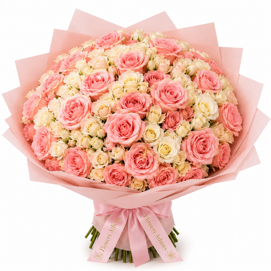 La Vie en Rose | Μεγάλη Ανθοδέσμη 100 Τριαντάφυλλα Flowers Athens