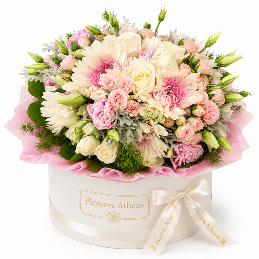 Pink Ecstasy | Arrangement in a Box FlowersAthens