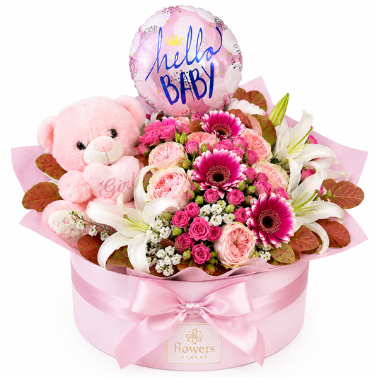 Ροζ Αγγελούδι | Σύνθεση για Νεογέννητο Κοριτσάκι
