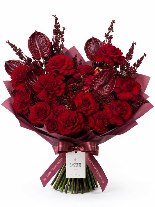 Red Desire | Bouquet with Roses & Anthuriums